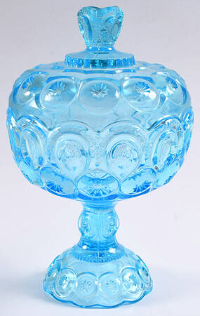 Moon and Star-Light Blue 9" Compote & Lid