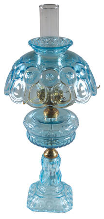 Moon and Star-Light Blue Electric Lamp with Globe and Chimney