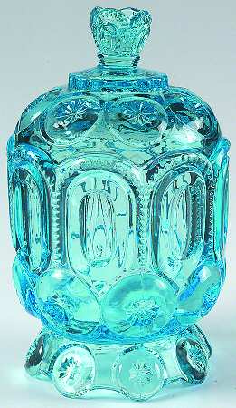Moon and Star-Light Blue Footed Sugar Bowl & Lid