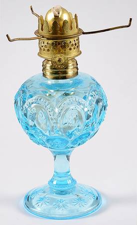 Moon and Star-Light Blue Mini Oil Lamp, No Globe or Chimney