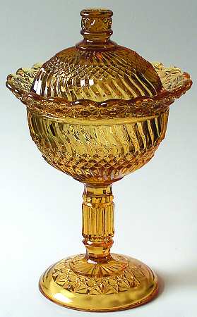 Jersey Swirl Amber 9" Compote & Lid