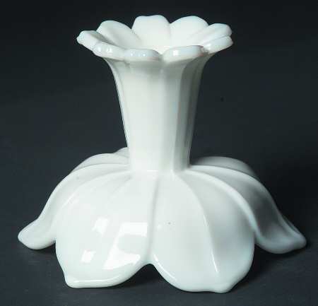 Lotus Milk Glass Single Light Candlestick
