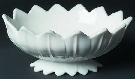 Lotus Milk Glass 11" Flared Bowl