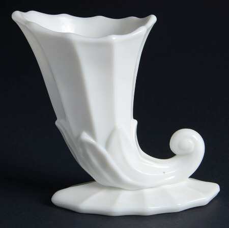 Lotus Milk Glass 5" Cornucopia Vase