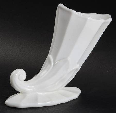 Lotus Milk Glass 4" Cornucopia Vase