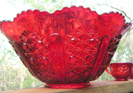 Daisy and Button Ruby Punch Bowl