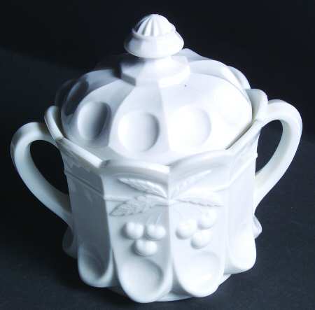 Cherry Milk Glass Cookie Jar & Lid