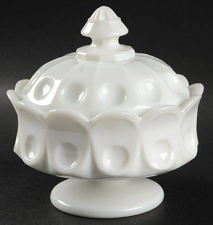 Cherry Milk Glass Honey Dish & Lid