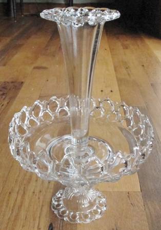 Crystal Lace Footed Epergne Bowl with Vase