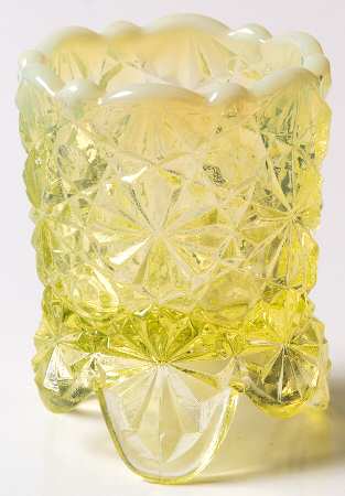 Daisy and Button Vaseline Opalescent Toothpick Holder