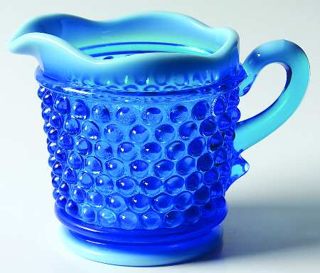 American Hobnail Blue Opalescent Creamer