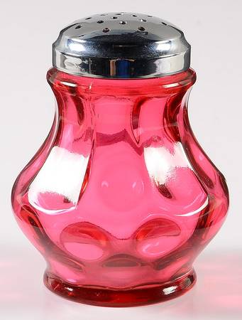 Thumbprint Cranberry Sugar Shaker W/Metal Lid