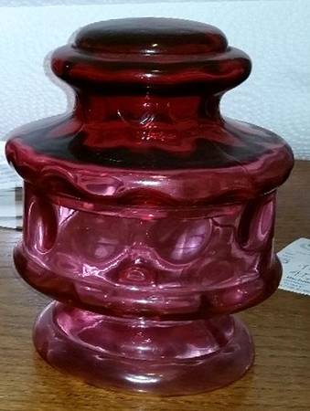 Thumbprint Cranberry Small Apothecary Jar & Lid