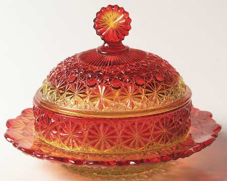 Daisy and Button Amberina Honey Dish & Lid