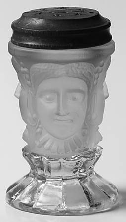 Three Faces Footed Shaker & Metal Lid