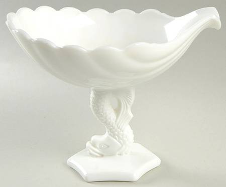Dolphin Milk Glass 6" Height Open Compote