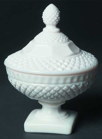 Waterford Milk Glass Candy Dish & Lid