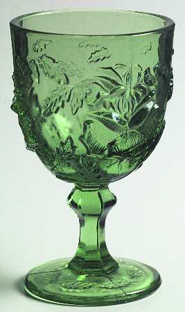 Wild Rose Green Wine Glass