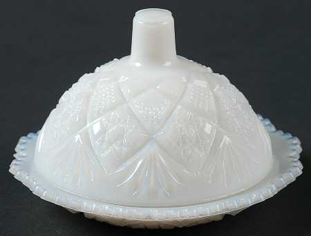 Thumbelina Milk Glass Child's Round Butter & Lid