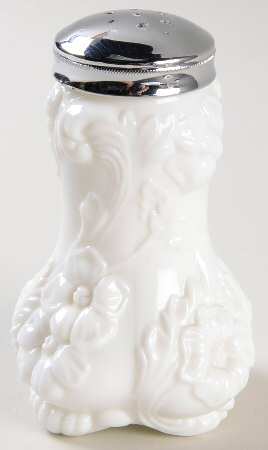 Blooming Flower Milk Glass Shaker with Metal Lid