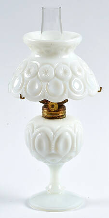 Moon and Star Milk Glass Mini Oil Lamp with Globe and Chimney