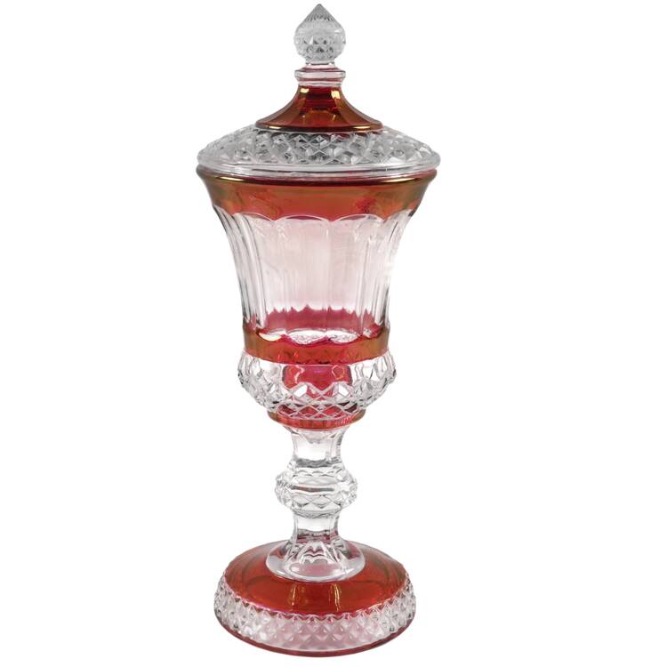 1943 Ruby Flash Footed Urn & Lid