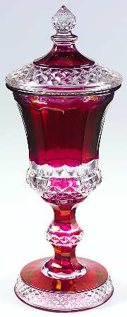 1943 Ruby Flash Footed Urn & Lid