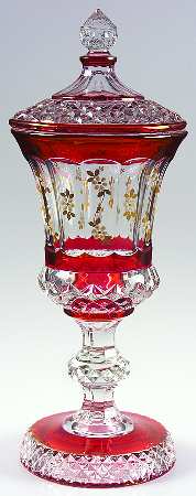 1943 Ruby Flash Footed Urn & Lid