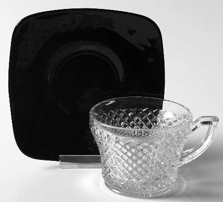 English Hobnail Black (Square Base) Cup & Saucer Set