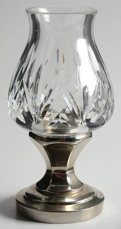Crystal and Brass Collection Belmont Platinum Base Hurricane Lamp