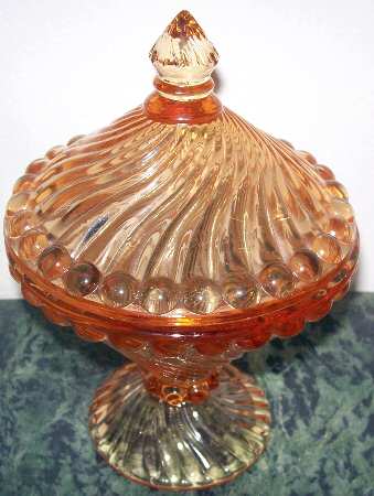 Swirl and Ball Golden Sunset Candy Dish & Lid