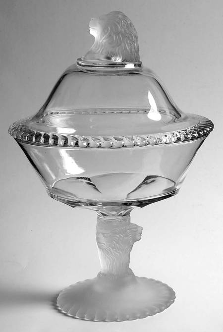 Lion 12" Tall Compote & Lid