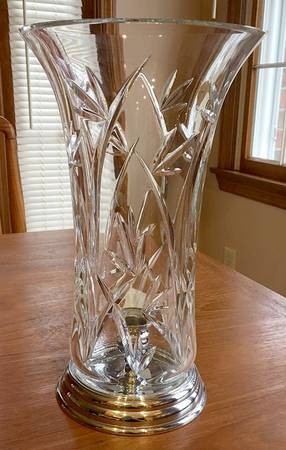 Bamboo Collection Hurricane Lamp & Brass Base