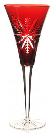Snow Crystals Red Fluted Champagne