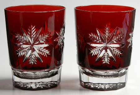 Snow Crystals Red (Set of 2) Double Old Fashioned
