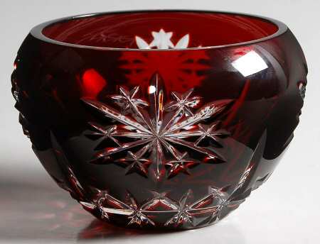 Snow Crystals Red Votive Candleholder