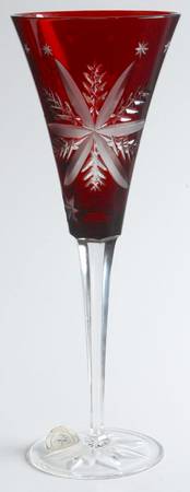 Snow Crystals Red Fluted Champagne