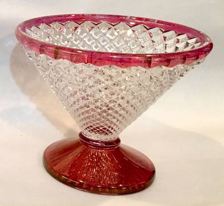 English Hobnail Ruby Flashed Candy Dish No Lid