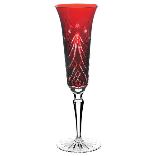 Merry Christmas Ruby Fluted Champagne