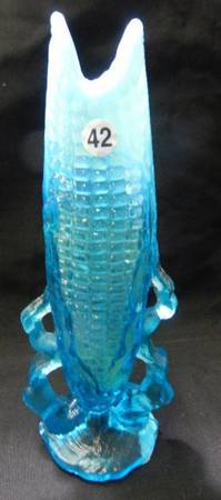 Corn Blue Opalescent by L G Wright Glass