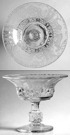 Daisy and Cube Clear (Etch) 4" Height Open Compote