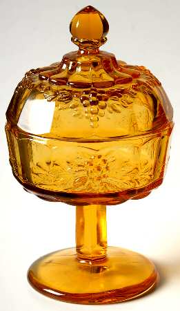 Panel Grape Amber Footed Jam/Jelly & Lid