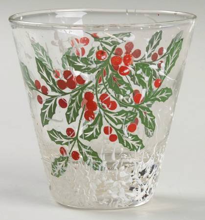 Snowy Holly Green Leaves Flat Martini Tumbler