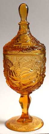 Wild Rose Amber Candy Dish & Lid