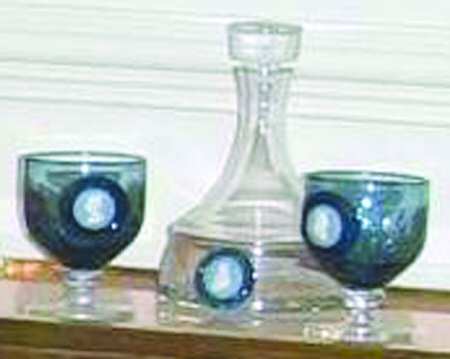 Jasperware Cameo Blue Decanter & Stopper