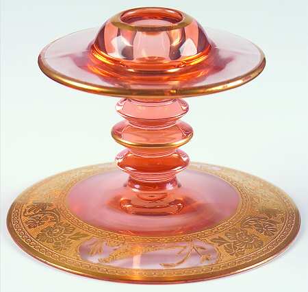 Pheasants and Stump Pink Single Light Candlestick