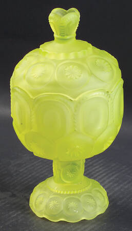 Moon and Star Vaseline Satin by L G Wright Glass