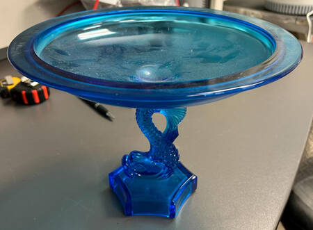 Animals & Figurines 10" Diameter Open Compote with Dolphin Stem
