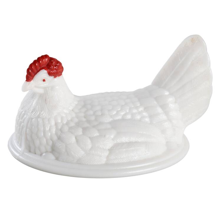 Animals & Figurines Milk Glass Hen on Nest, Lid Only by Westmoreland