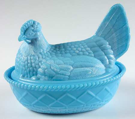Animals & Figurines Antique Blue Hen on Nest